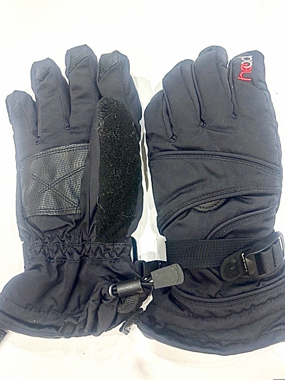 Head Black Kids Ski Mittens with Wrist Strap